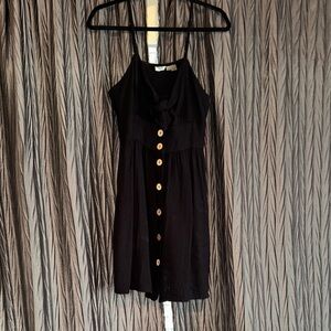 ROXY Black Button-Down Tie-Front Dress